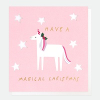 Pink Unicorn Christmas Card By Caroline Gardner